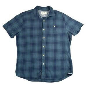 Grayers Clothiers Plaid Short Sleeve Button Down Shirt Blue Green Cotton - L
